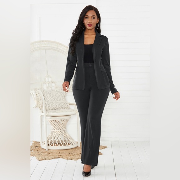 Vintage Plaid Lapel Collar Blazer & Pants Set